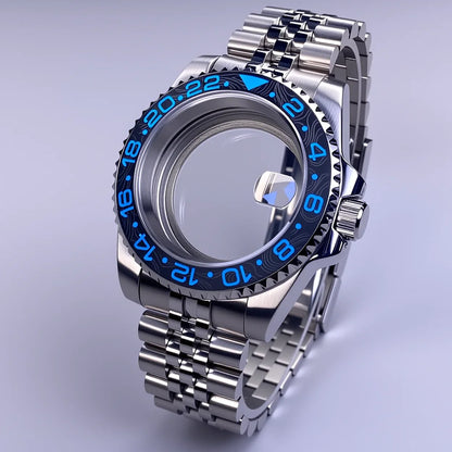 40mm SUB Case NH35 Sliver with Sapphire Crystal 120 Click Compatible with NH34/NH35/NH36 Movements Water-Resistant 28.5mm Dial