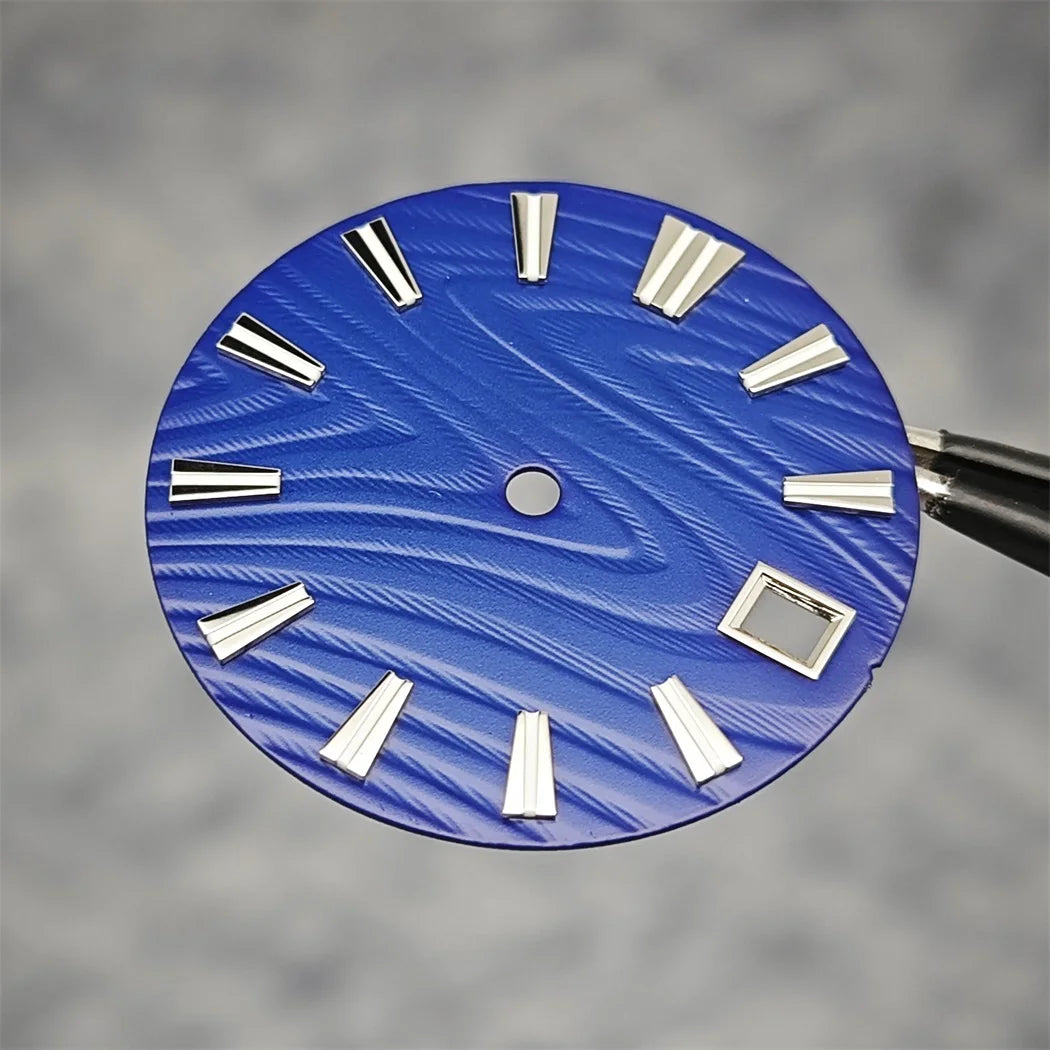 28.5mm Green Luminous Watch Dial Wood Texture Watch Faces Replace Accessories for SKX007 NH35/NH36/4R/7S Movement Watch Parts