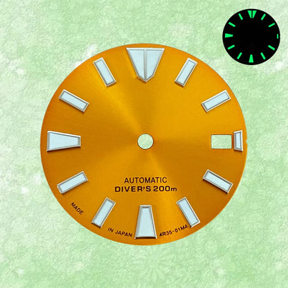 28.5mm S Logo Dial Suitable For NH35/NH36 Japanese Automatic Movement Green Luminous Watch Modification Accessories
