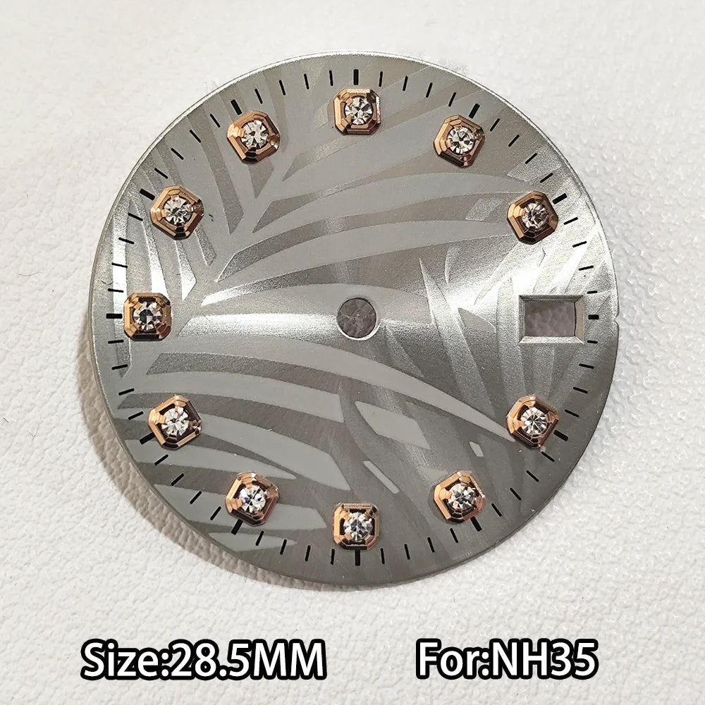 28.5mm Watch Dial For NH 35 NH36 Movements Green Luminous Single/No Date just Calendar Dial Roman Men Watches Accessories