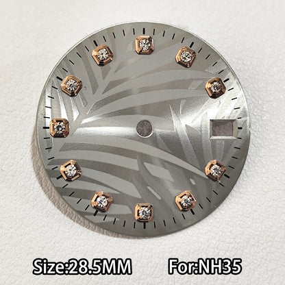 28.5mm Watch Dial For NH 35 NH36 Movements Green Luminous Single/No Date just Calendar Dial Roman Men Watches Accessories