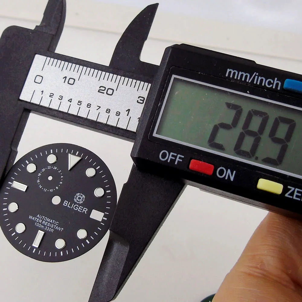 29mm Black Watch Dial Face for NH37A Movement Watch Mod Mechanical Wristwatch Part