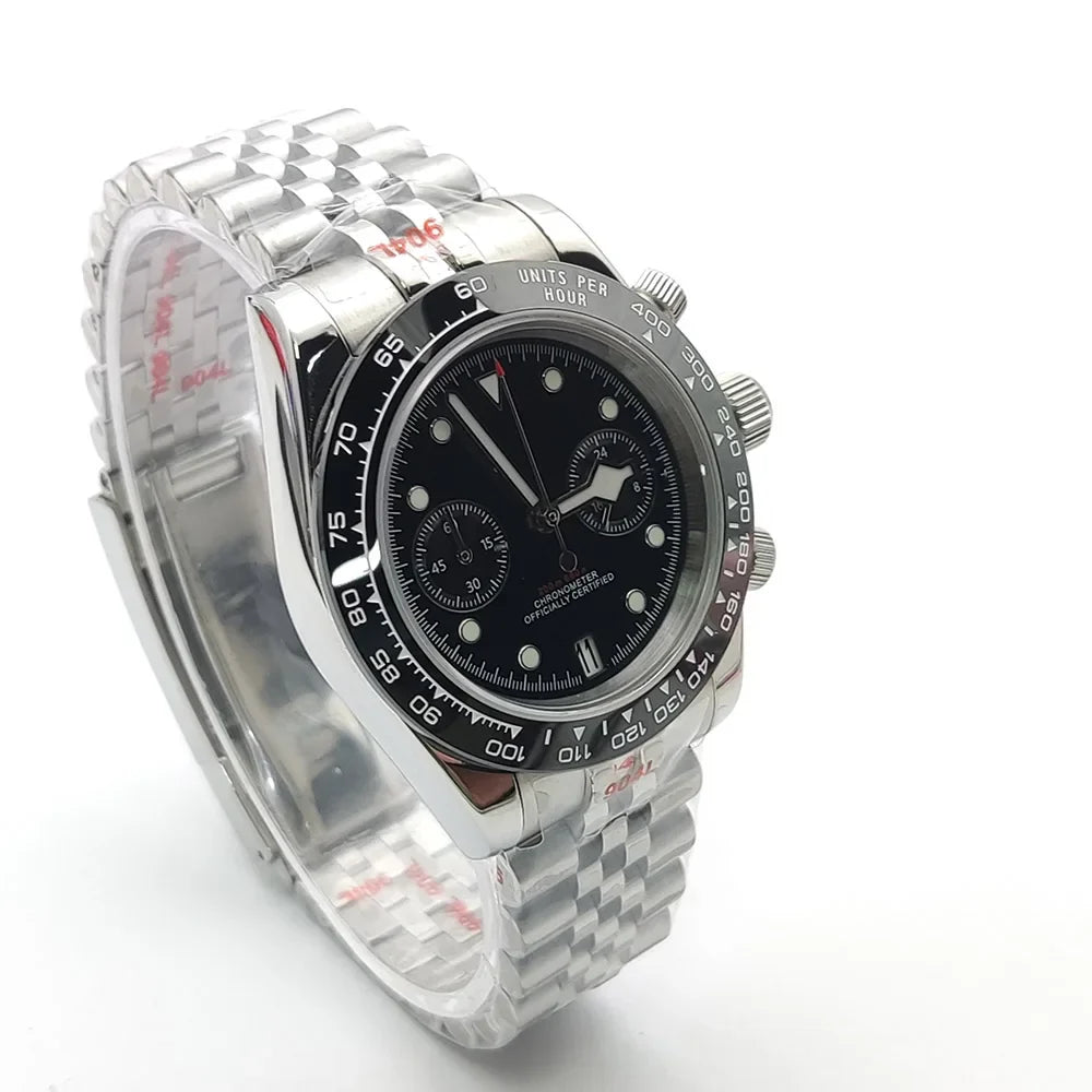 Sterile Chronograph Watch Customizable VK64 Quartz 40mm Panda Sapphire 39MM 5BAR