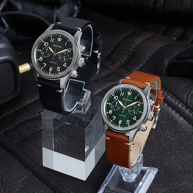Customizable watch Baltany Military Chronograph watch S5057 Retro Quartz VK64 10ATM  Swiss Lume AR Sapphire