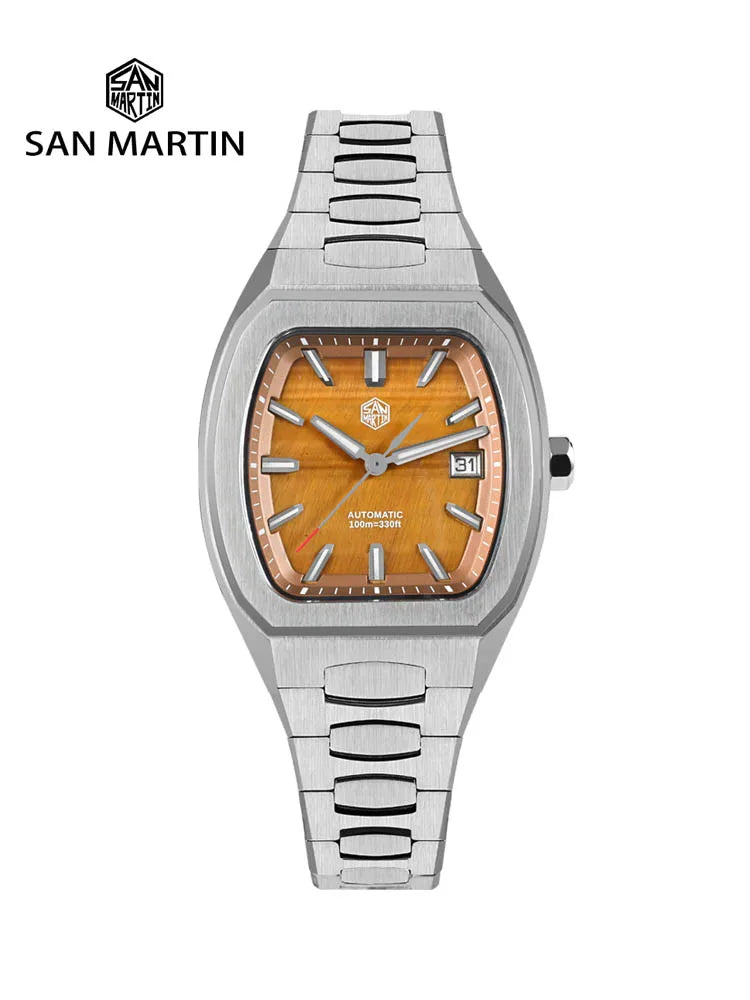 San Martin Dress Watch SN0145 39.5mm Tonneau Luxury Mineral Dial  PT5000 SW200 Automatic AR Sapphire Luminous