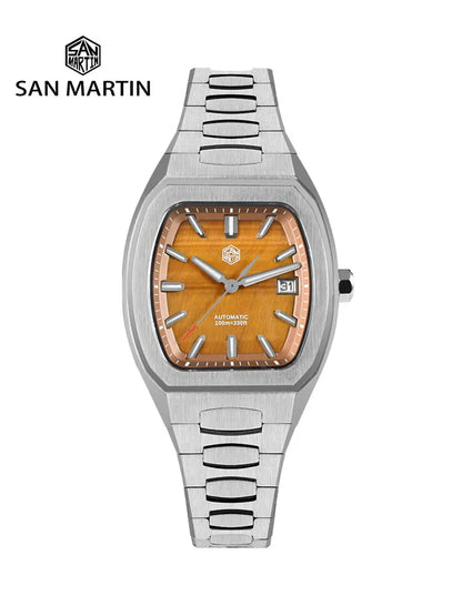 San Martin Dress Watch SN0145 39.5mm Tonneau Luxury Mineral Dial  PT5000 SW200 Automatic AR Sapphire Luminous