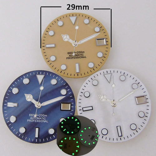 SUB MOP Watch Dial 29mm for NH 35 NH 36 D iver Watch Parts Black/Orange/White 3.8/3 dial feet  Green Luminous
