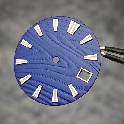 28.5mm Green Luminous Watch Dial Wood Texture Watch Faces Replace Accessories for SKX007 NH35/NH36/4R/7S Movement Watch Parts