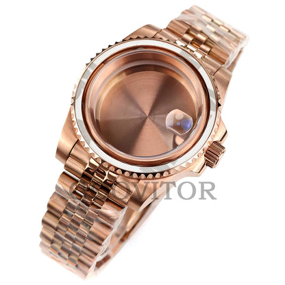 NH35 Watch Case 40mm For GMT YACHT-MASTER Seiko NH34/NH35/NH36/NH38 Movement Rose Gold Jubilee Bracelet Submariner NH35 Case