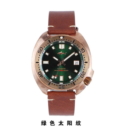 Heimdallr Turtle 6105 Watch CUSN8 Bronze 45mm Sapphire Crystal NH35 20Bar C3 Super Luminous