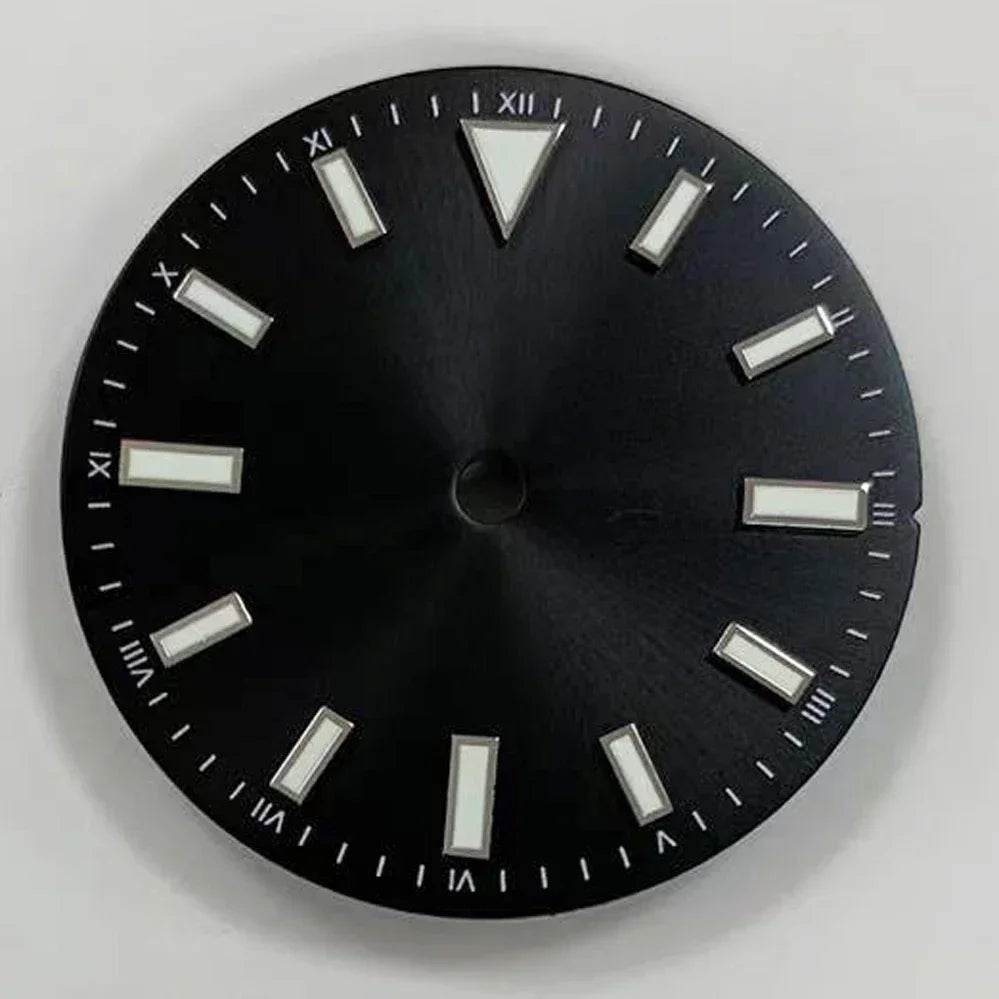 28.5mm Sunray Watch Dial Stripe Nails Green Luminous Font Modified Watch Accessories Suitable for NH35/8215/2836 Movement