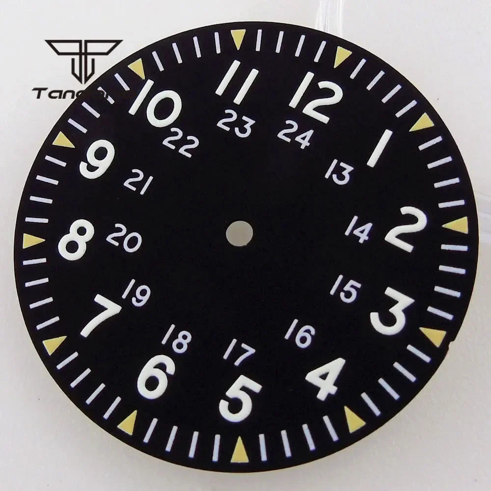 Vintage Pil ot Watch Dial 33.5mm for NH 35 NH 36 NH 38 NH 70 E TA2824 PT 5000 Nologo Dial Face D iver Watch Mod Luminous Hand Watch Part