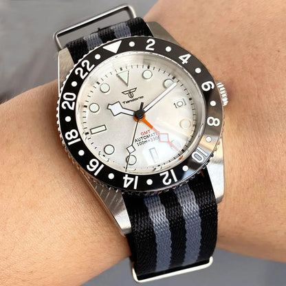 Tandorio TD218B NH34 GMT Watch 6542 homage 38mm Bubble Sapphire 20ATM 120 Click Submariner