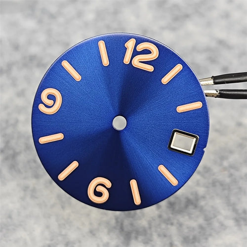 28.5mm Watch Dial Digital Sunburst/Frosted Faces Green Luminous Men's Watch Modification Parts for NH35/NH36/4R/7S Movement