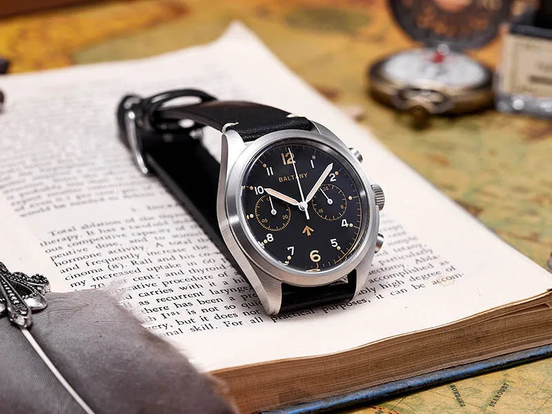 Customizable Watch Baltany 39mm Vk64 Quartz  Military watch Chrono RAF 6BB Homage Multifunction Chronograph 5bar AR Sapphire Swiss Lume