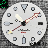 29mm Blue Red Black Orange GMT NH34 White Glossy Dial With Hands C3 Lume Fit NH34 Mechanical Watch Modified Accessories