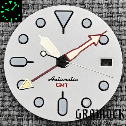 29mm Blue Red Black Orange GMT NH34 White Glossy Dial With Hands C3 Lume Fit NH34 Mechanical Watch Modified Accessories