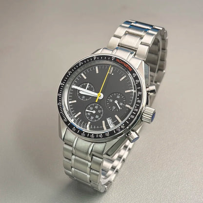 VK63 case 39.7mm moon metal  watch case chronograph case bezel,VK63  Business watch sealed back moon watch mission mod