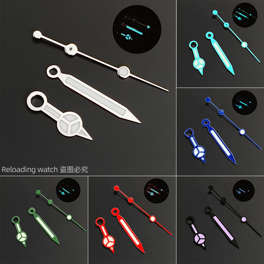 Benze NH35 Hands Silver Rose Gold Watch Hands Blue Green Luminous Red Green Blue Hands For NH35/36/4R/7S Movement Watches Pointers