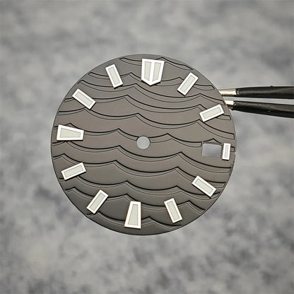 28.5mm Watch Dial C3 Green Luminous Wave Pattern Watch Faces Watches Replacement Accessories for NH35/ NH36/ NH34 Movement