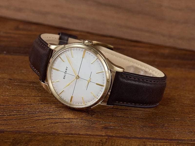Baltany Dress Watchse Man S4092 Leather Straps Crosshair 38.5mm Dial Small Seconds Hand-Winding Mechanical luxury Wristwatches