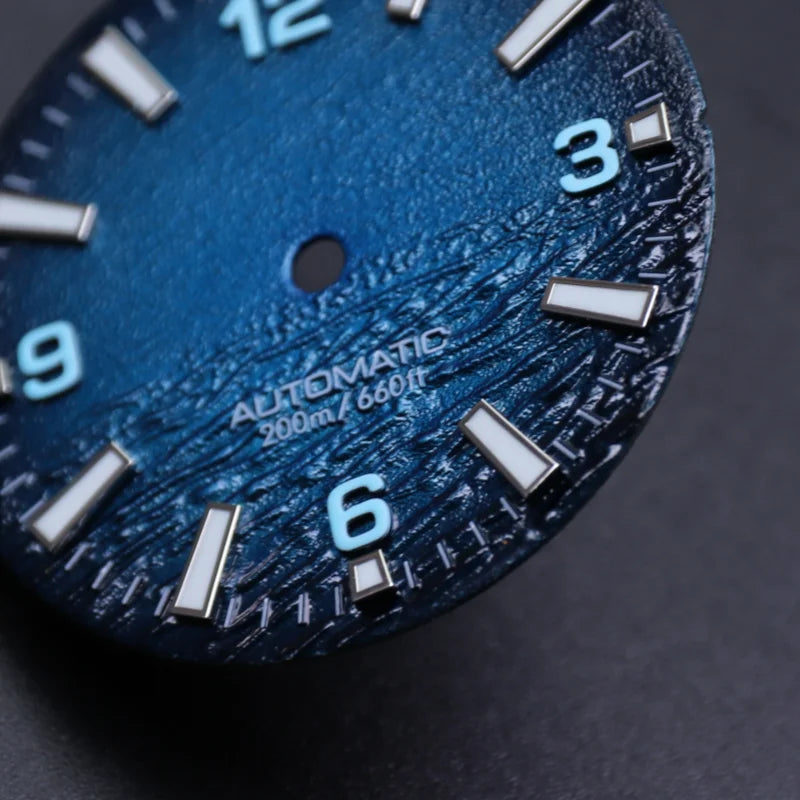 New Style Sea High Quality 28.5mm Diving Watch 3 Or 3.8 Crown Dial Face For Seik Nh35 Movement Skx007 Mods With C3 Bgw9 Luminous