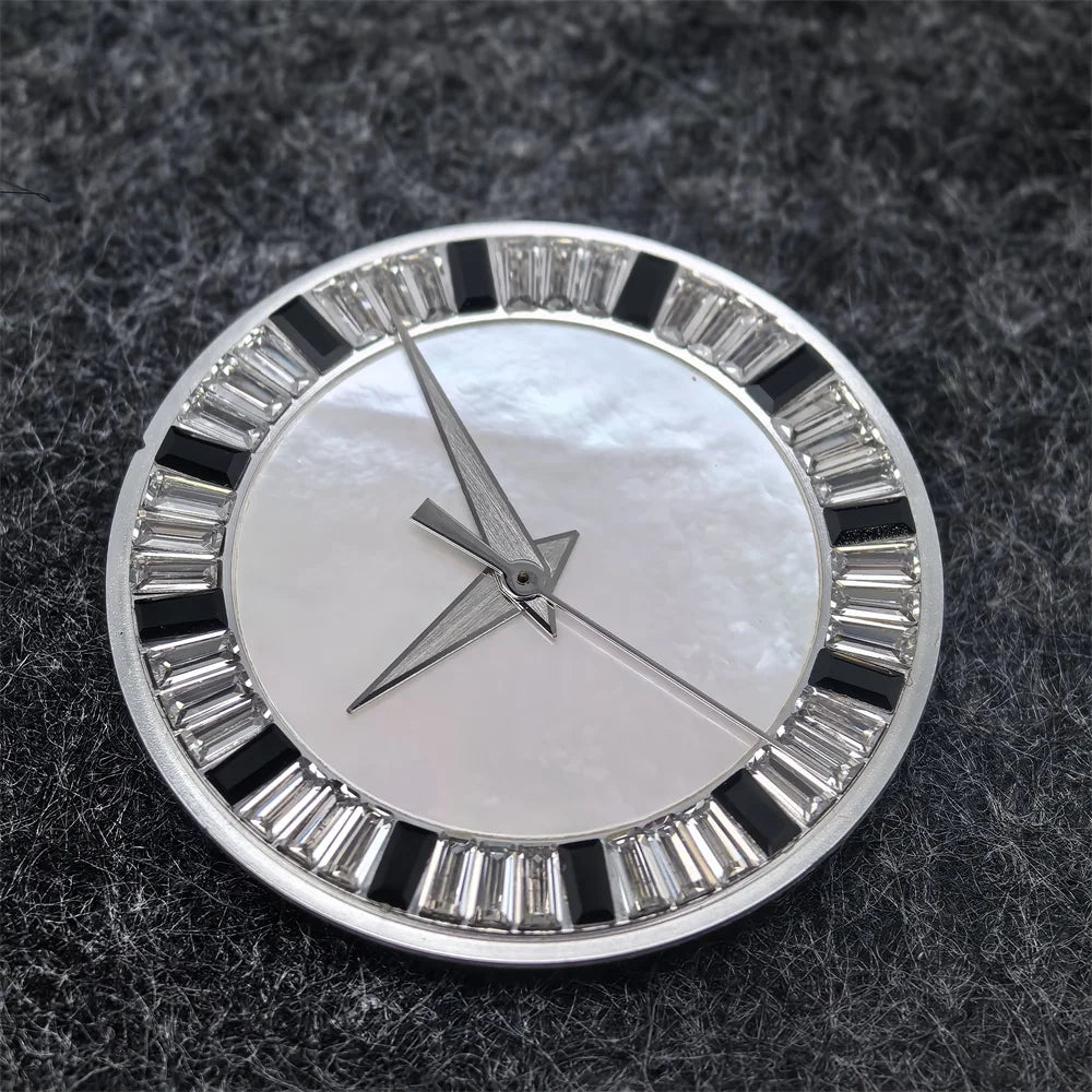 28.5mm Shell Watch Dial with Crystal High Quality Hands No Date No Luminous Watches Faces Modified Accessories