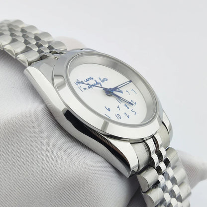 Special Dial Explorer Watch 39mm nh35 Who cares im already late Watch Sapphire 10bar