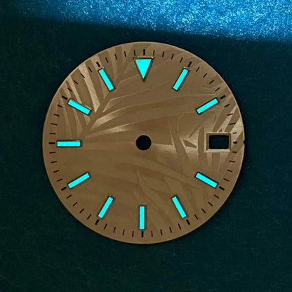 28.5mm leaf Watch Dial Blue Green Luminous for NH35/NH35A/4R/7S Movement 28.5mm Watch Faces Watch Accessories Replacement Parts