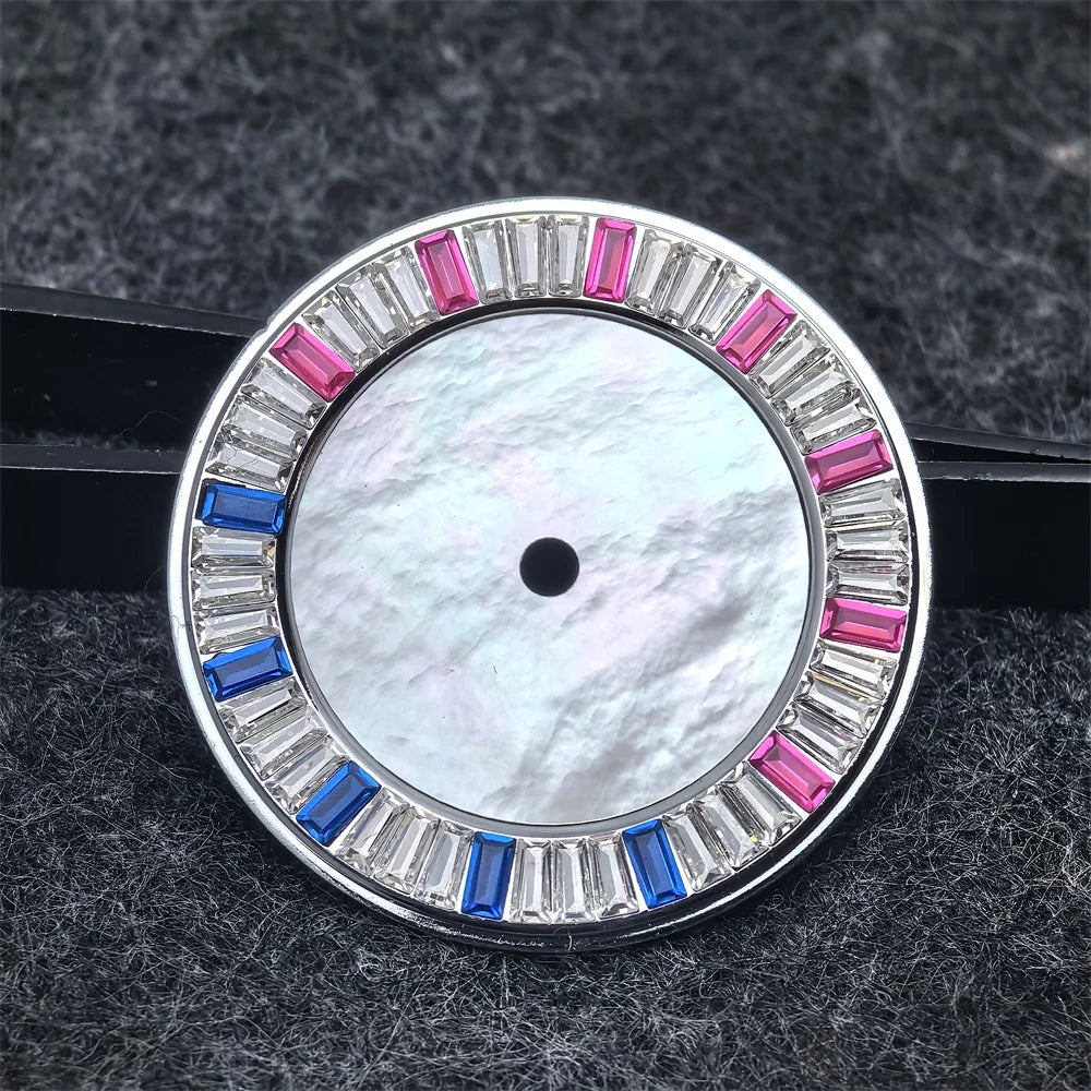 28.5mm Shell Watch Dial with Crystal High Quality Hands No Date No Luminous Watches Faces Modified Accessories