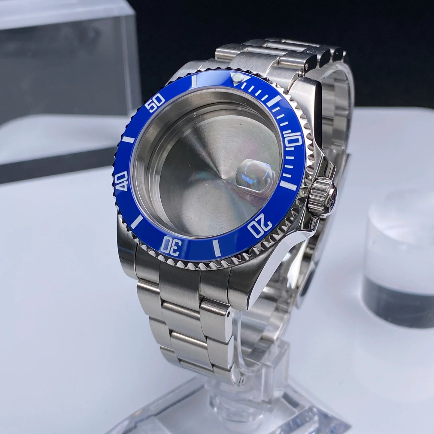 Sub Watch Case NH35 sliver 40mm GMT/SUB 120 clicks Stainless Steel Sapphire Glass fit nh34 nh35 nh36 movement 28.5mm Date Dial