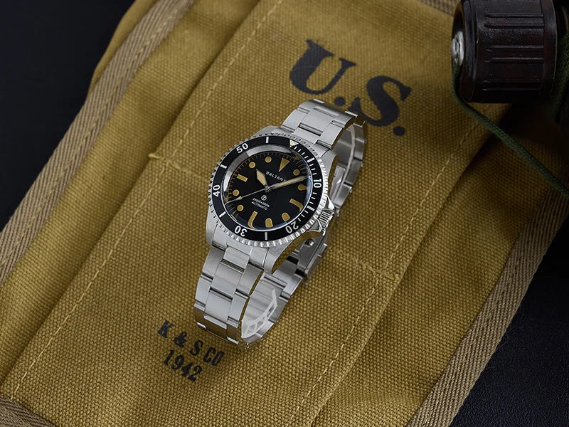 Baltany S3075 Vintage MilSubmariner Watch Rotation Bezel Brushed Bracelect Luminou Leather Sapphire Stainless Steel Dive Watches