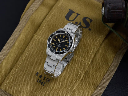 Baltany S3075 Vintage MilSubmariner Watch Rotation Bezel Brushed Bracelect Luminou Leather Sapphire Stainless Steel Dive Watches