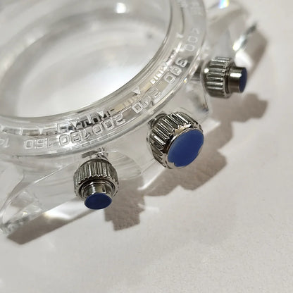 40mm Transparent Case For NH35 Case 20mm Watch Bands Set Green Luminous SUB Acrylic Plastic Case Clear Watch Case Accessories