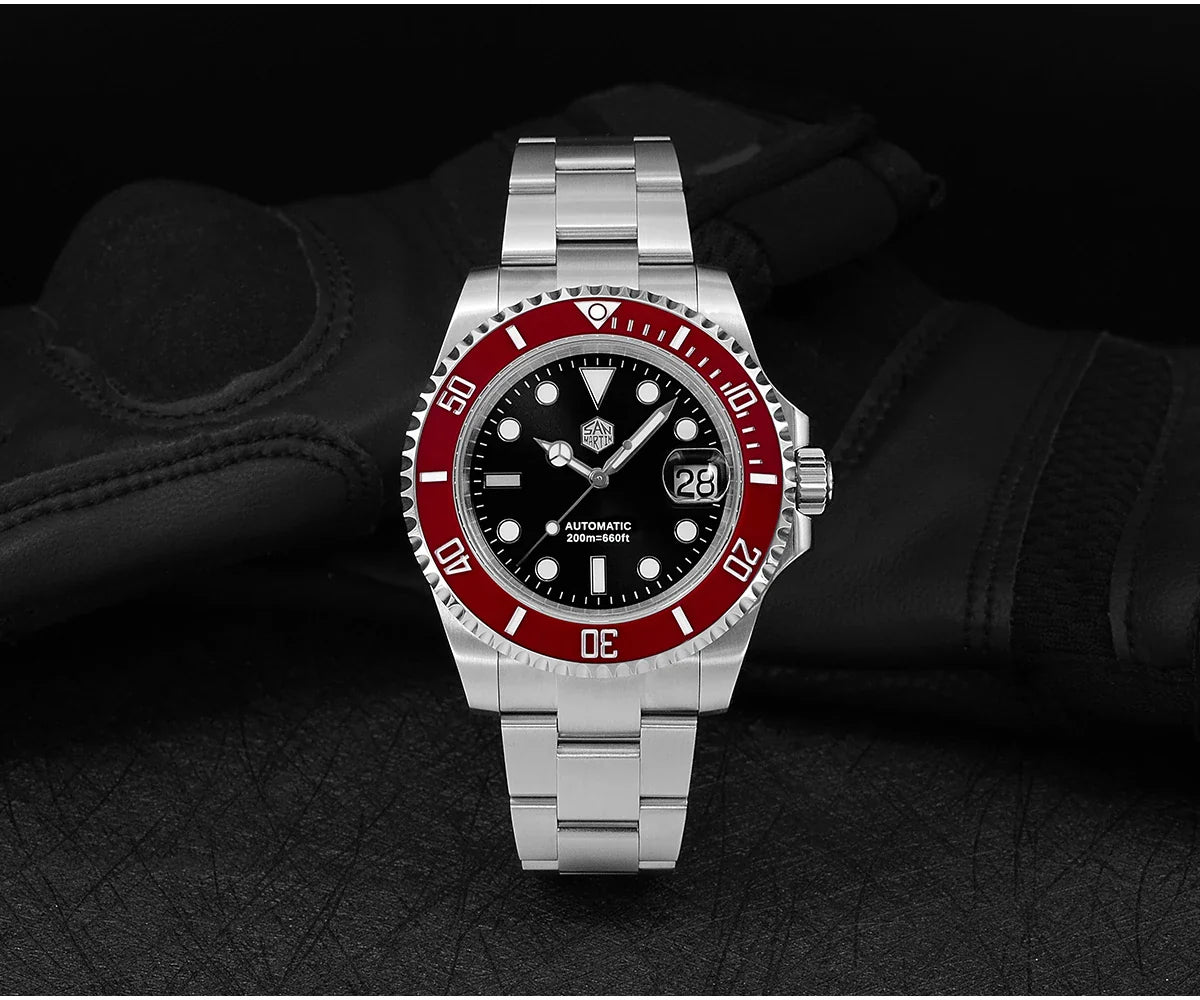 San Martin SUB Diver Sn0019G 41mm Water Ghost PT5000 SW200 Automatic AR Sapphire 20Bar BGW-9 Luminous