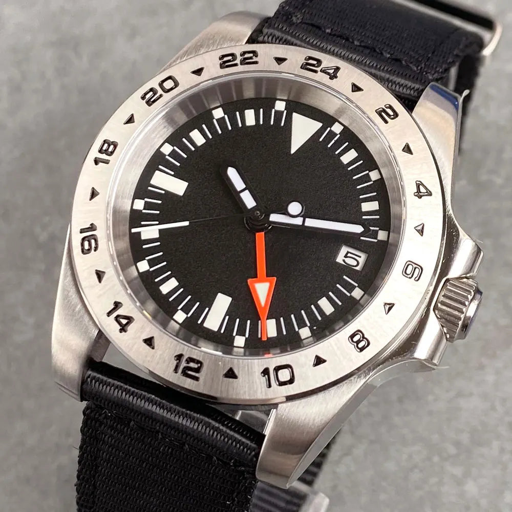 Tandorio Sterile GMT watch TD229B 39mm NH34 Sapphire 24H Fixed Bezel Luminous Sapphire 10Bar