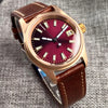 Tandorio Bronze Pilot Watch TD147R 20ATM 36mm Wine Red Dial NH35ASapphire Crystal