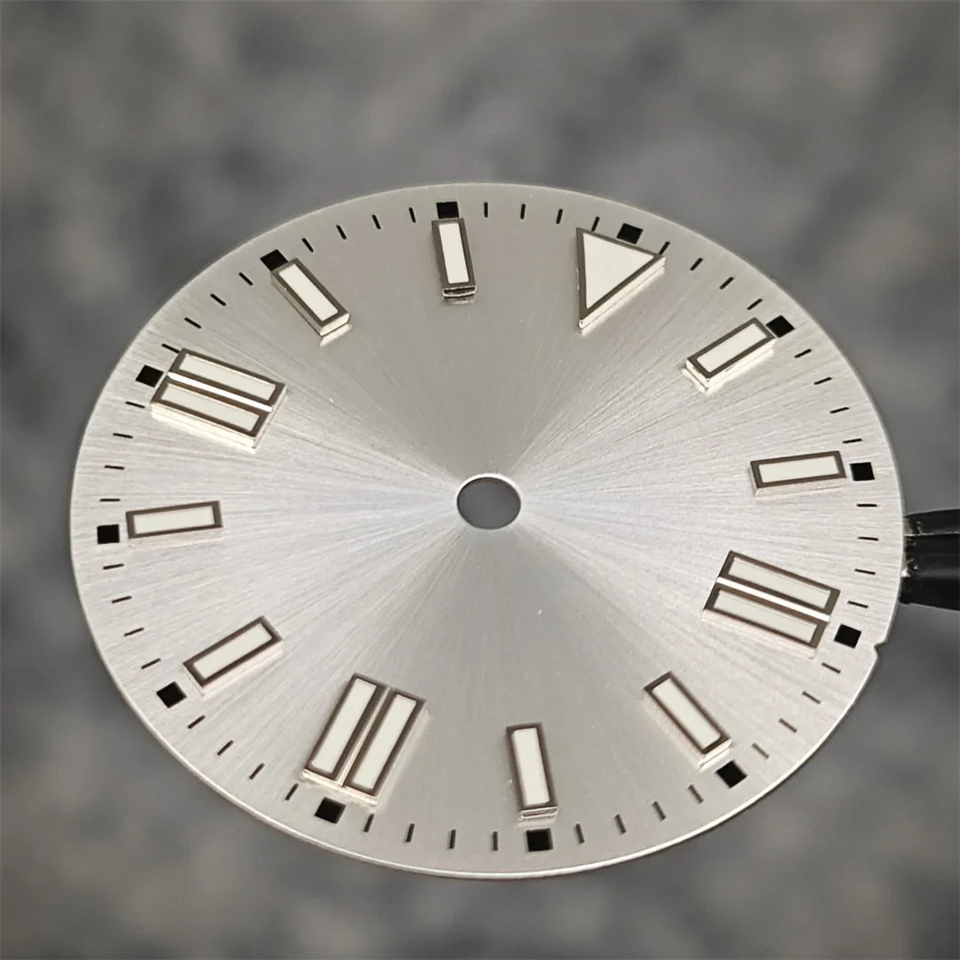 28.5mm Watch Dial Sunray Texture Dial Double Strips Nails Green Luminous Watch Faces for NH35/ 8215/ 2813/ 2836 Movements