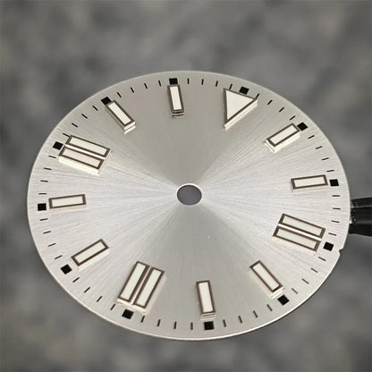 28.5mm Watch Dial Sunray Texture Dial Double Strips Nails Green Luminous Watch Faces for NH35/ 8215/ 2813/ 2836 Movements