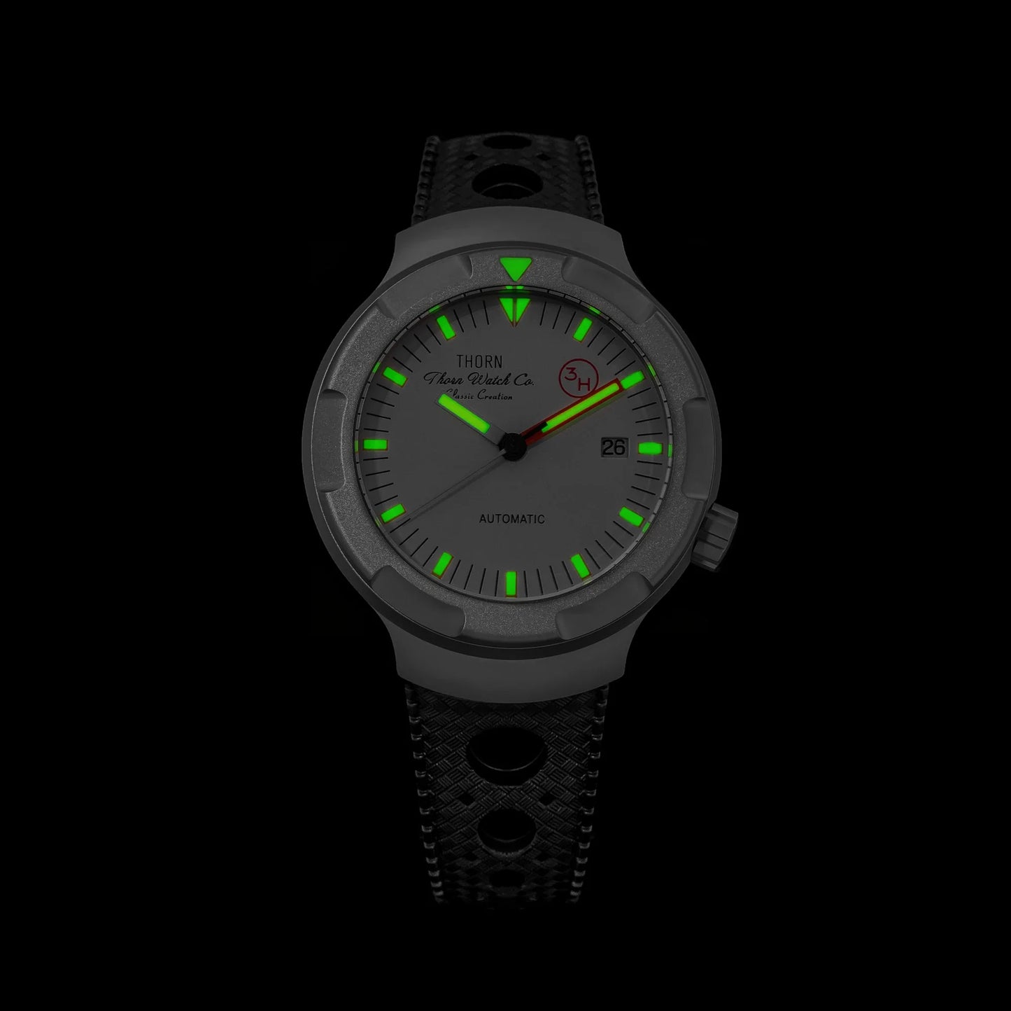 Thorn 42mm Men's Retro Titanium Diver Watch PT5000 Automatic Movement Rubber Strap C3 Luminous 20Bar Water Resistance