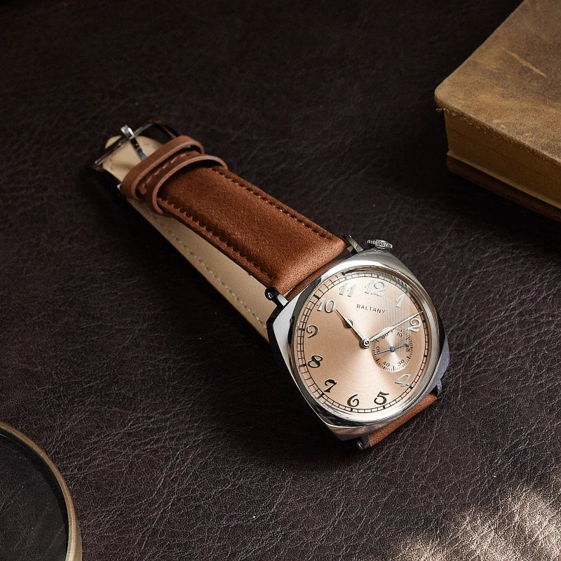 Baltany  Dress Watches Man S4046 1921 Sub-second Homage ST1701 Stainless Steels Classic Square Case Vintage Mechanical Watch