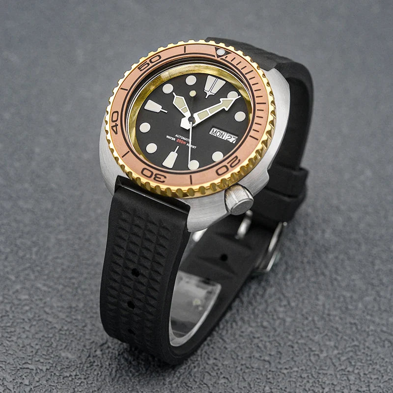 Golden Sterile Turtle SKX6105  Abalone NH36A Sapphire 20Bar Ceramic Bezel 44mm
