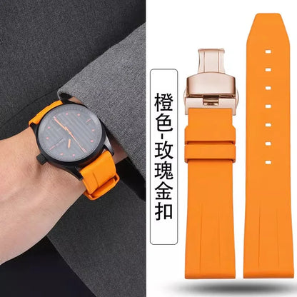 18mm 19mm 20mm  Fluorine rubber Watch Strap Men's  Silicone Bracelet For pilot flat lug diver