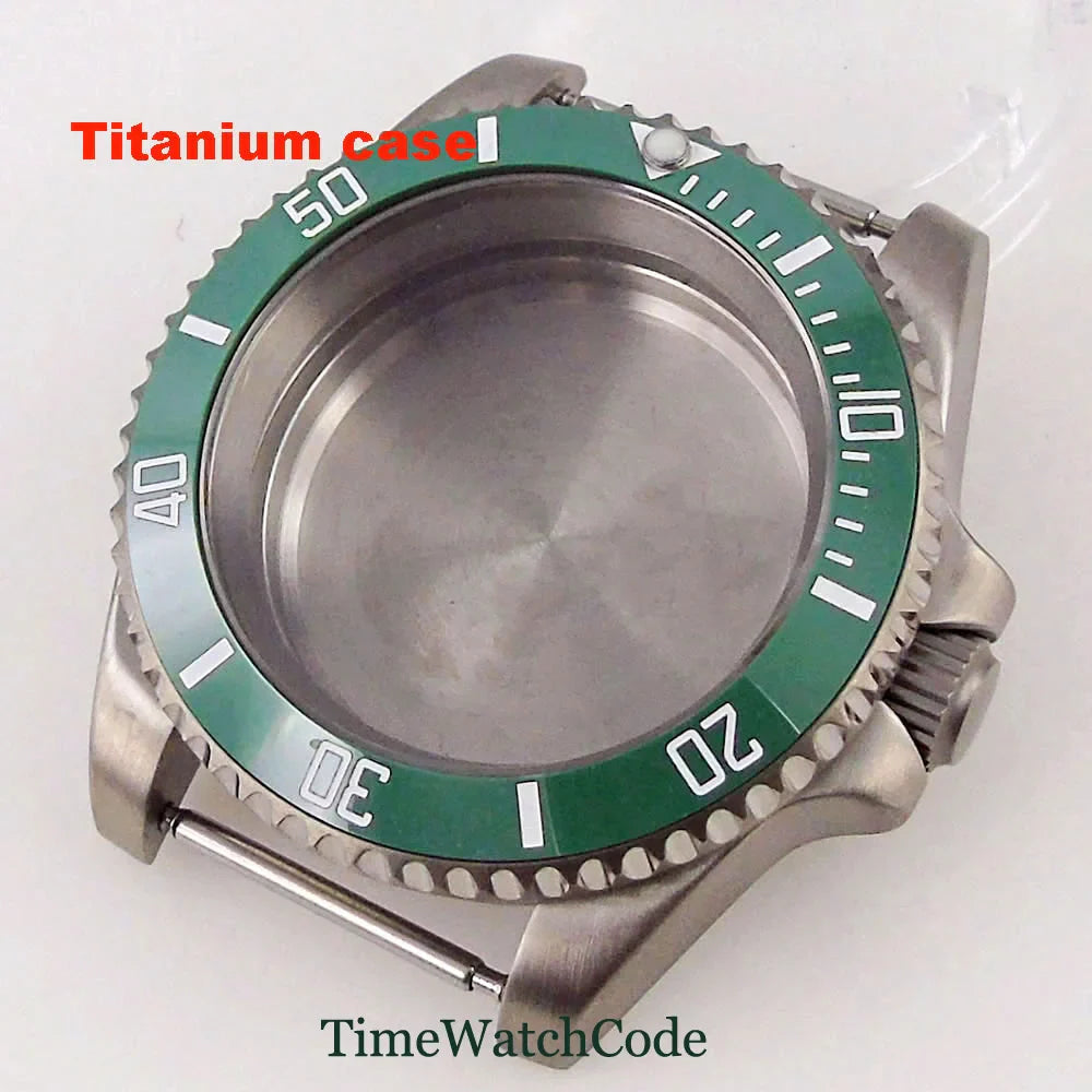 Titanium Watch Case 40mm Sub Diver  200m Waterproof Fit for NH35 NH36 ETA2824 PT5000 Antiallergry Sapphire Crystal Screw-in Crown