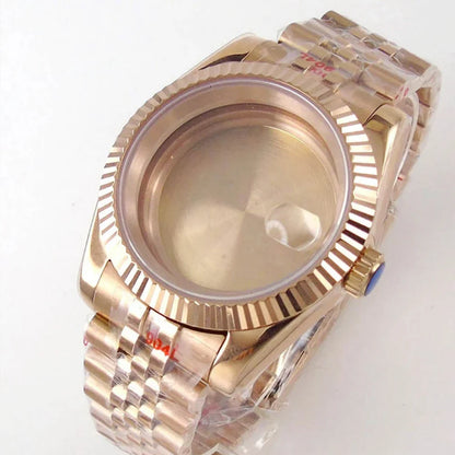 Rose Gold Fulted Watch Case Luxury 36mm/39mm Sapphire watch case Two Tone case 10BARS fit NH35 NH36 NH34 ETA2824 2836 Miyota8215 PT5000 DG2813 3804 movement