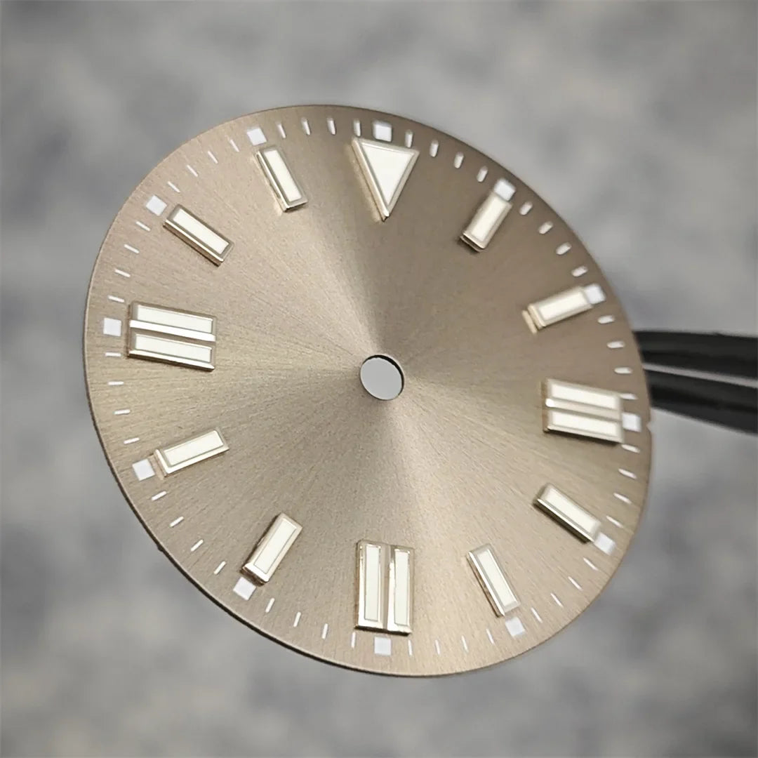 28.5mm Watch Dial Sunray Texture Dial Double Strips Nails Green Luminous Watch Faces for NH35/ 8215/ 2813/ 2836 Movements