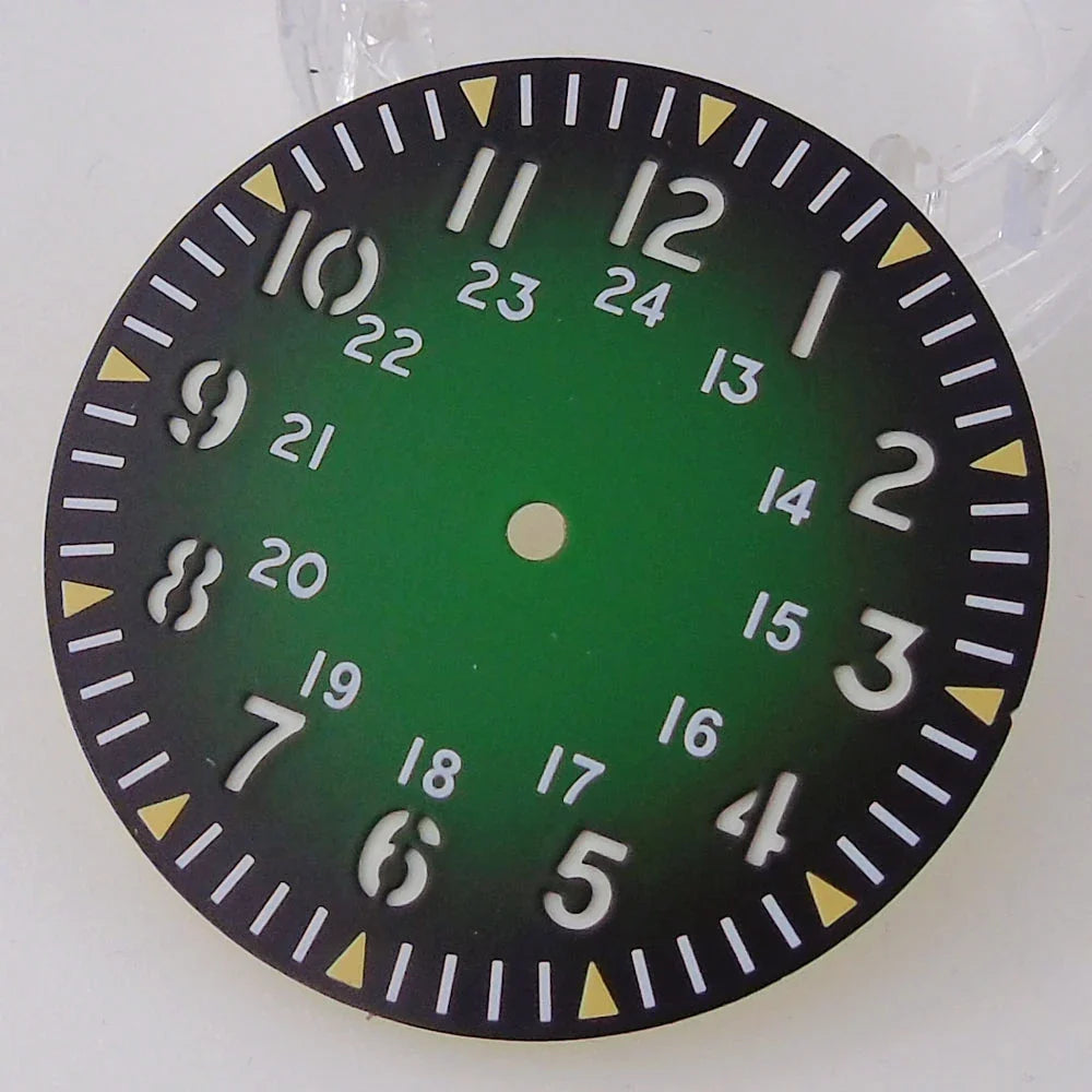 Vintage Pil ot Watch Dial 33.5mm for NH 35 NH 36 NH 38 NH 70 E TA2824 PT 5000 Nologo Dial Face D iver Watch Mod Luminous Hand Watch Part