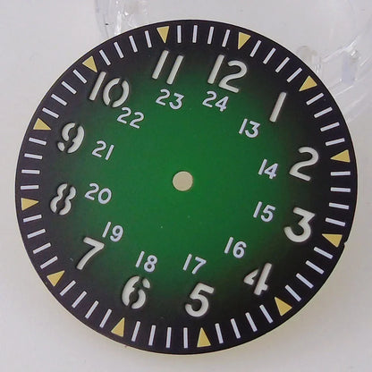 Vintage Pil ot Watch Dial 33.5mm for NH 35 NH 36 NH 38 NH 70 E TA2824 PT 5000 Nologo Dial Face D iver Watch Mod Luminous Hand Watch Part
