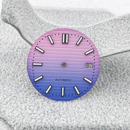 Gradient Color NH35 Watch Dial Green Luminous 30.5mm Watch Faces with Single Calendar Date Watch Accessories for NH35 Movement