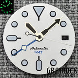 29mm Blue Red Black Orange GMT NH34 White Glossy Dial With Hands C3 Lume Fit NH34 Mechanical Watch Modified Accessories